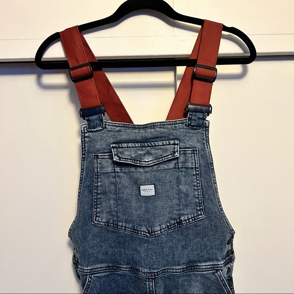 Denim Overalls with Rust Straps